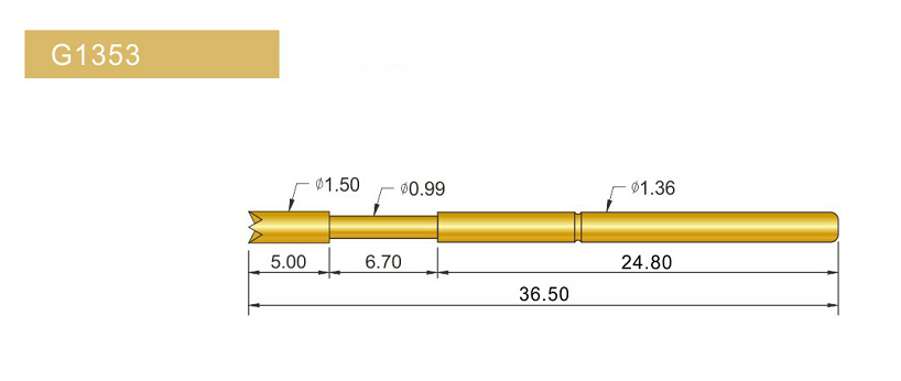 G1353-Q探針、四爪頭探針、1.36mm測試針、總長36.5mm、彈簧針圖片、測試針圖片、頂針圖片、探針圖片