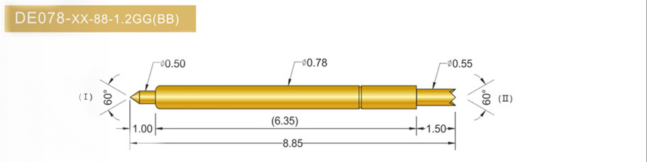078雙頭探針尺寸、BGA雙頭頂針、雙向可動探針、帶彈簧頂針、測試探針